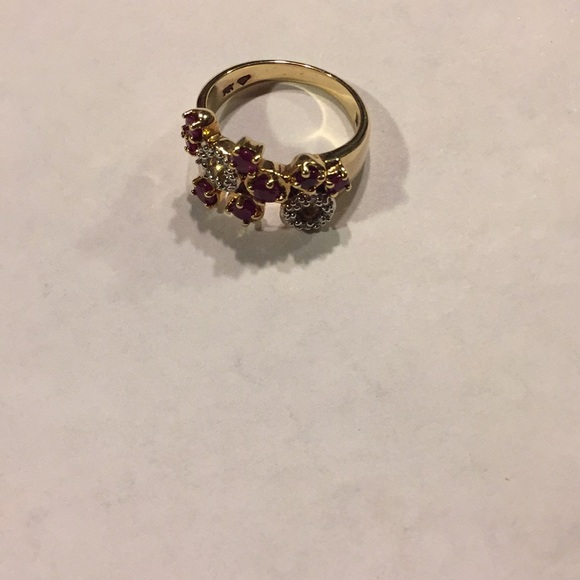 14K YG Ruby and Diamond Ring - Picture 2 of 6
